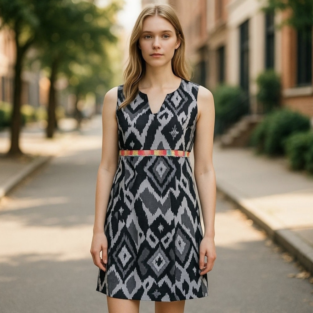 UNCLE FRANK Multicolor Boho Aztec Print Sleeveless Sheath Size SMALL